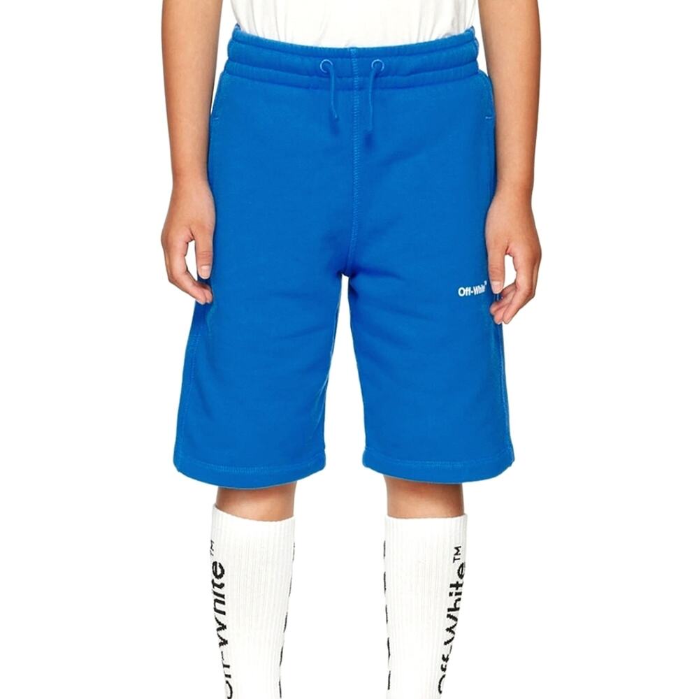 NWT$255 Off-White Boy Kids Blue Logo Monster Arrow Bermuda Athletic Shorts Sz 10